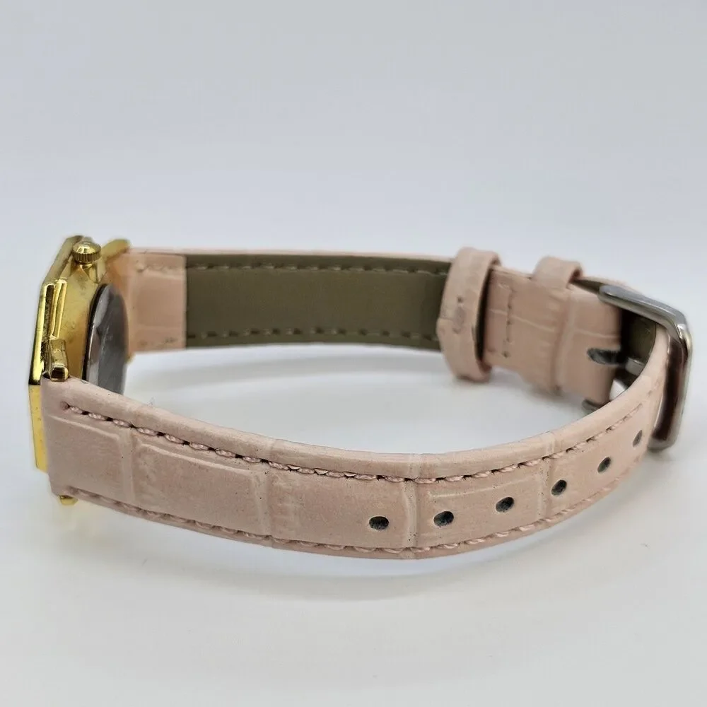 Choice Women's Octagon‎ Watch 30MM White Dial New Pink Leather Bands New Battery
